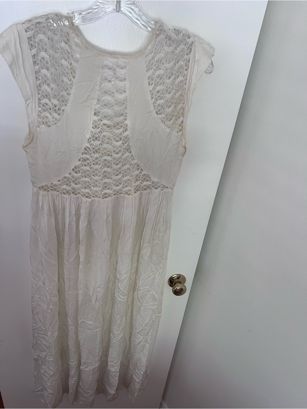 Free People Cream Crochet-Back Maxi Dress